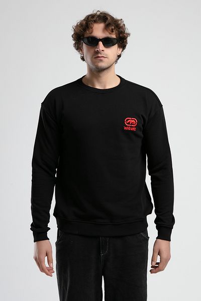 ECKO UNLTD Eastside Black Crew Neck Embroidered Loose Fit Men's Sweatshirt