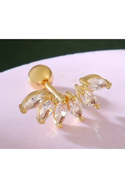 DM -Care Wheat Grain Shaped Earrings, Zircon Stone Design Steel Earrings "1 Piece Single Product"