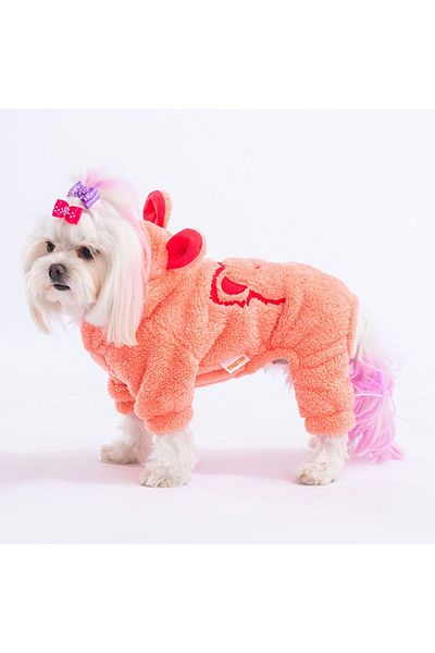 Pawstar Salmon Koala Small Breed Plush Jumpsuit Dog Jumpsuit Dog Outfit Cat Outfit