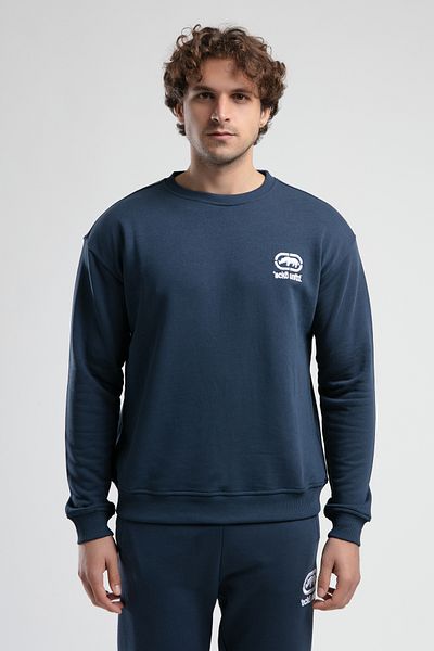ECKO UNLTD Eastside Navy Blue Crew Neck Embroidered Loose Fit Men's Sweatshirt