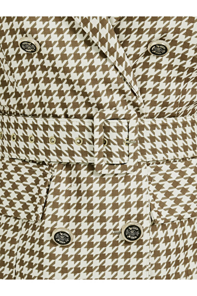 Styli Houndstooth Print Belted Blazer Mini Dress