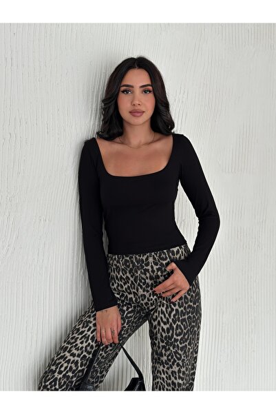 fiolin Μακρυμάνικη μπλούζα με τετράγωνη λαιμόκοψη