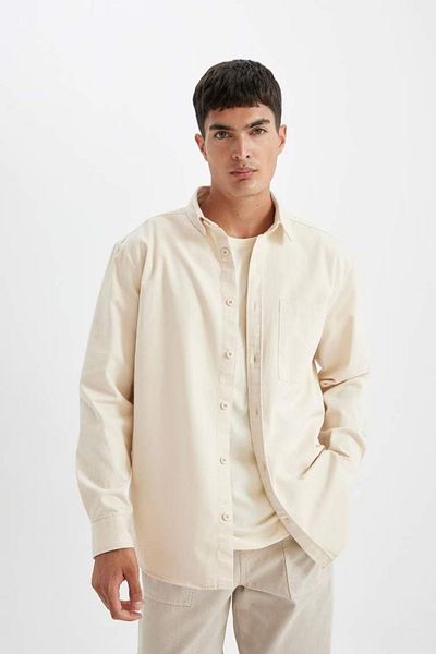 DeFacto Relax Fit Basic Solid Long Sleeve Shirt Jacke aus Baumwolle D1651ax24au
