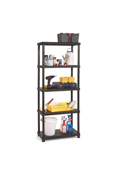 Keter Plus Shelf Tribac Black 80x40x187cm - Durable Modular Plastic Unit with 5 Adjustable Shelves