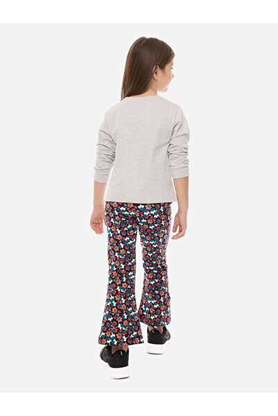 Victor and Jane By Styli Embellished Round Neck Sweatshirt & Floral Printed Flared Leggings Set