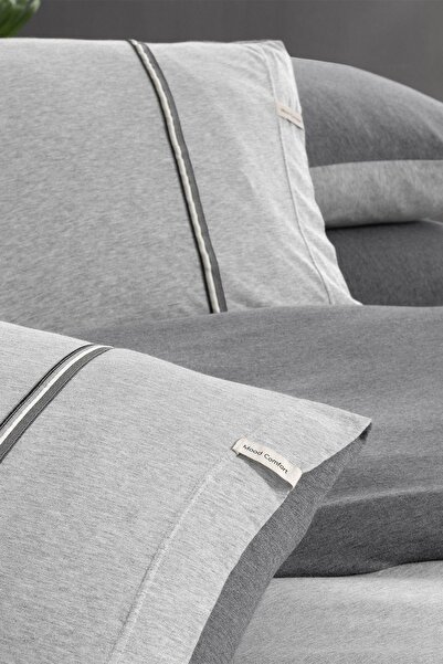 Sarev Cearșaf de pat cu elastic Medulas Gri deschis 50% bumbac 50% modal dublu 160*200 cm