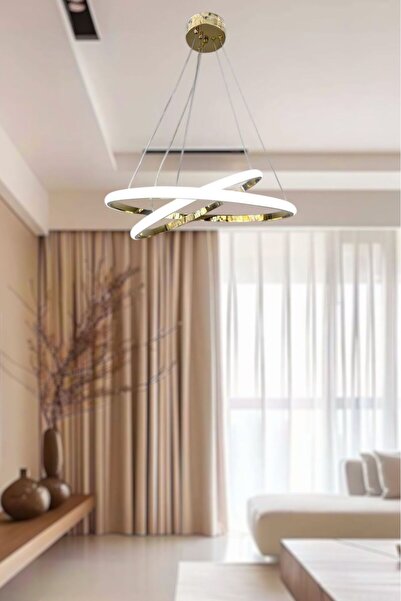 LİGHT HOUSE çember 3lü gold avize ledli avize 3 renk avize