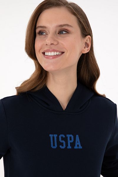 U.S. Polo Assn. Hanorac de bază cu glugă albastru bleumarin pentru femei 50289536 -VR033