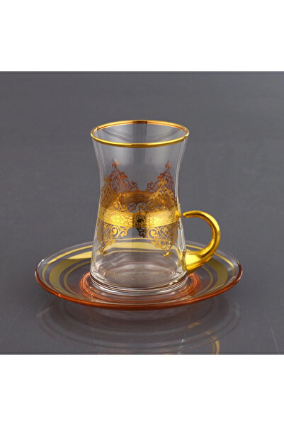 AbkaKristal By Nida Altın Kulplu Çay Takımı 12 Parça