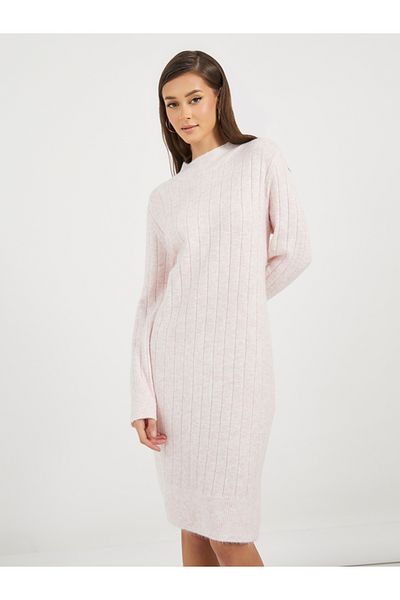 Styli Textured Knit Sweater Knee Length Dress