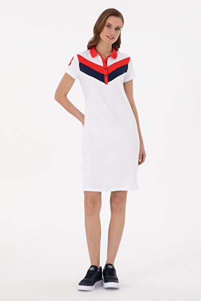 U.S. Polo Assn. Women's White Polo Neck Mini Length Knitted Dress 50268691-Vr013