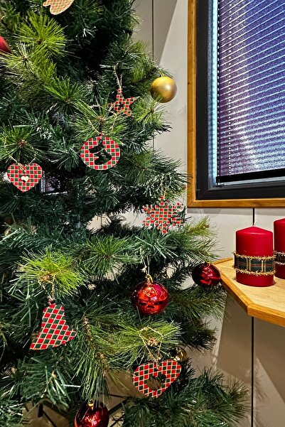 FANTASTIC Ornament pentru brad de Crăciun cu sclipici cu model în carouri țes...