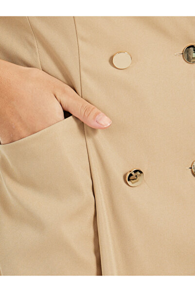 Styli Contrast Cuff Buttoned Blazer Midi Dress