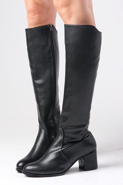 Mio Gusto Bella Schwarze Damenstiefel mit Absatz und seitlichem Reißverschluss und dünnem Kunstfellfutter