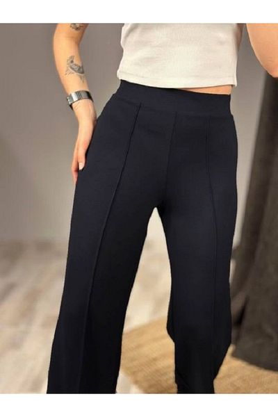 ZBK Women's Palazzo Ribbed Stitching High Waist Pants