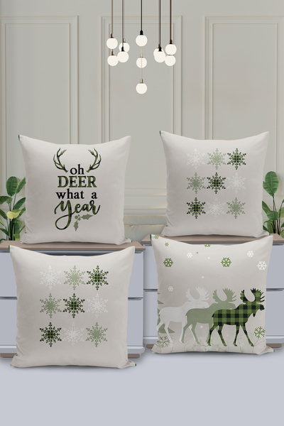 Filamente Novogodišnji božićni dezen - Set od 4 navlake za jastuke, dvostrano...