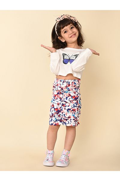 LilPicks By Styli Graphic Print T-Shirt & Skirt Co-Ords Set