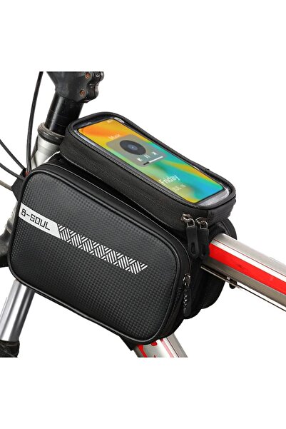 Streak Bisiklet 3 Bölmeli Çanta Su Geçirmez Telefon Tutucu Gidon Uyumlu Elektrikli Bisiklet Çantası