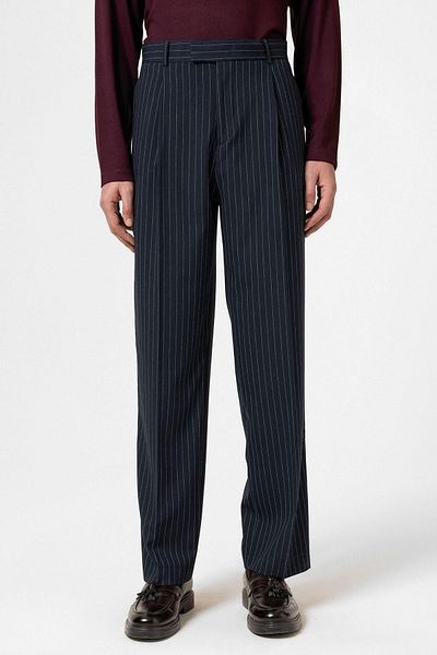 Antioch Navy Blue Striped Relaxed Fit Men's Trousers