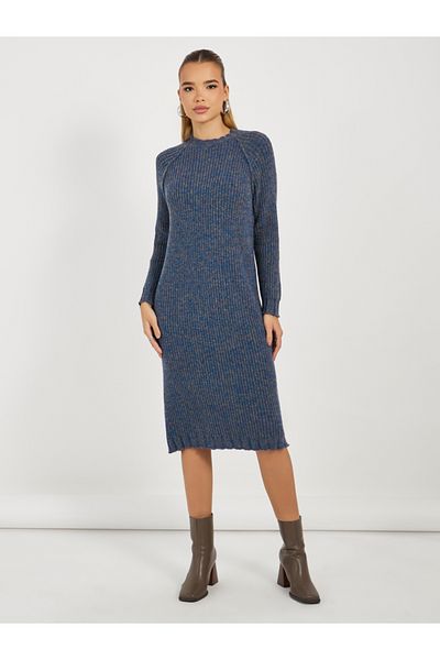 Styli Knitted Sweater Midi Dress with Long Sleeves
