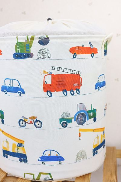 PRENDİ HOME 37 X 40 Dirty Basket - Cars Printed Mesh Laundry Towel