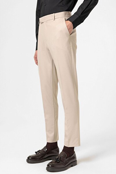 Antioch Beige Classic High Waist Men's Trousers