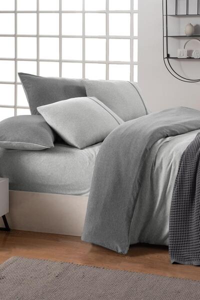 Sarev Medulas Light Gray 50% Cotton 50% Modal Double 160*200 cm Fitted Bed Sheet