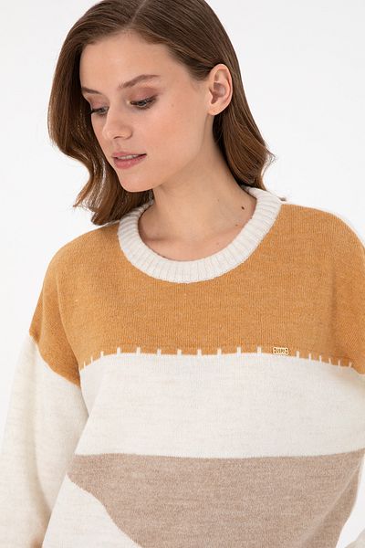 U.S. Polo Assn. Γυναικείο πουλόβερ Camel Melange Crew Neck 50291575 -vr122