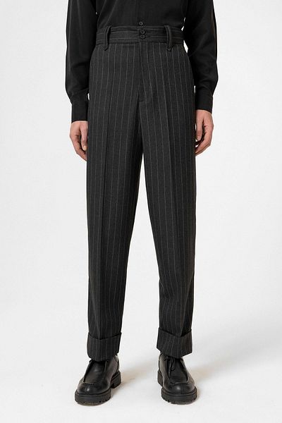 Antioch Black High Waist Striped Relaxed Fit Men's Trousers