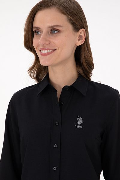 U.S. Polo Assn. Γυναικείο μαύρο μακρυμάνικο πουκάμισο Basic 50295711-VR046