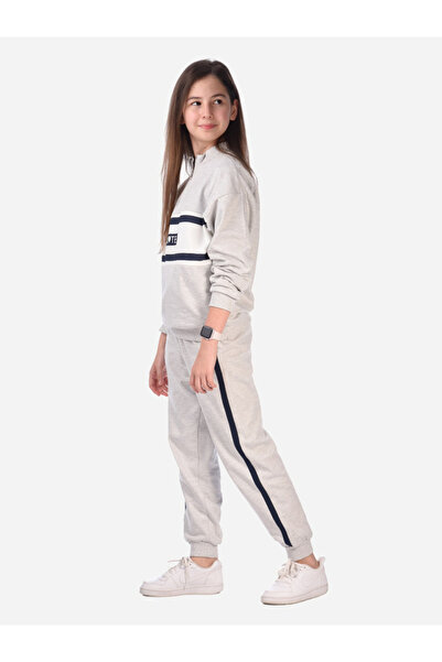 Victor and Jane By Styli Slogan Print Half Zipper Sweatshirt & Joggers Set