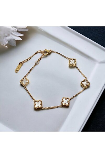 Aksesuar Küçük Papatyalı Çelik Bileklik Sedef Desenli