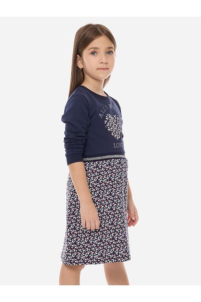 Victor and Jane By Styli Glitter Print Round Neck Knee Length Dress