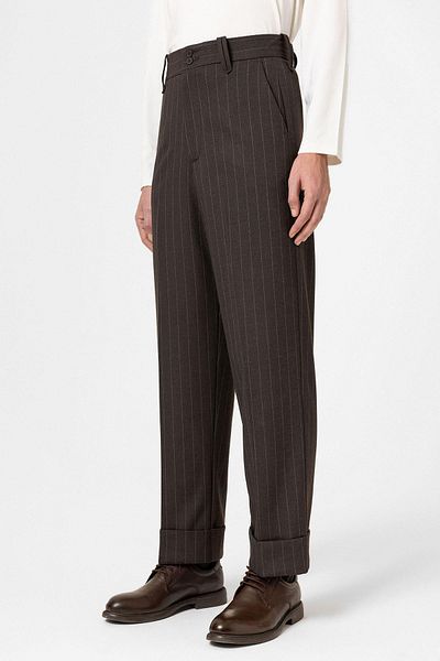 Antioch Coffee High Waist Striped Relaxed Fit Men's Pants