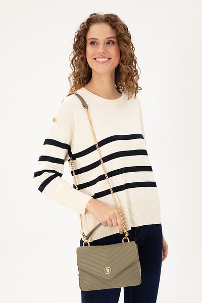U.S. Polo Assn. Women's Khaki Chain Strap Handbag 50300326 -Vr027