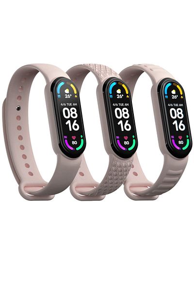 PUFWİN مجموعة أحزمة سيليكون متوافقة مع Xiaomi Mi Band 5 و6 مكونة من 3 قطع