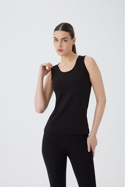 Almila Body de damă din bumbac fără mâneci cu decolteu în U - Lycra, tricou 2049