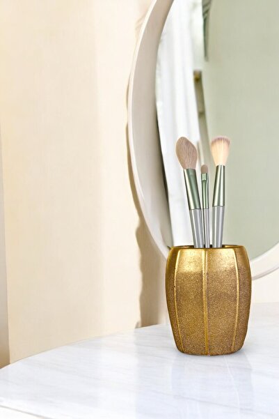 Evene Makyaj Organizeri Makyaj Fırçalığı Makyaj Organizer Düzenleyici Altın Eskitme Renk Model 13