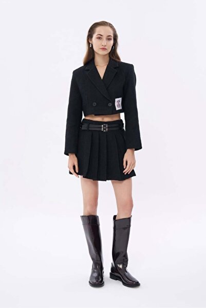 Quzu Etiket Detaylı Takım Siyah