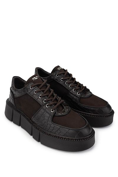 Tamer Tanca Men's Genuine Leather Brown Sneakers & Sports Shoes