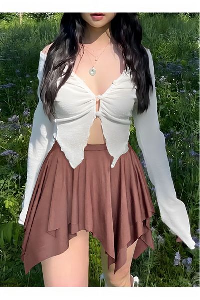 DEEP BEACH Asymmetrical Layered Micro Skirt