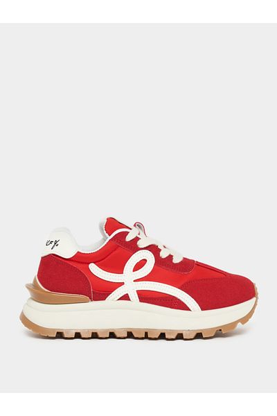 Styli Textured Lace Up Platform Sneakers