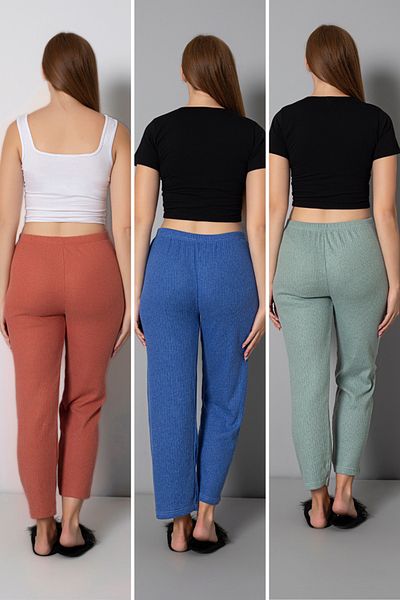 DONEX 3-Piece Women's Ribbed Comfortable Pants & Sweatpants, Camisole, Casual Comfortable