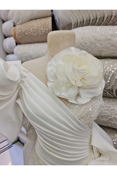 Esteks Dantel ve Tekstil Aksesuarları Iğneli Yaka Çiçeği Broş Kumaş Çiçek Gül Broş 21 CM