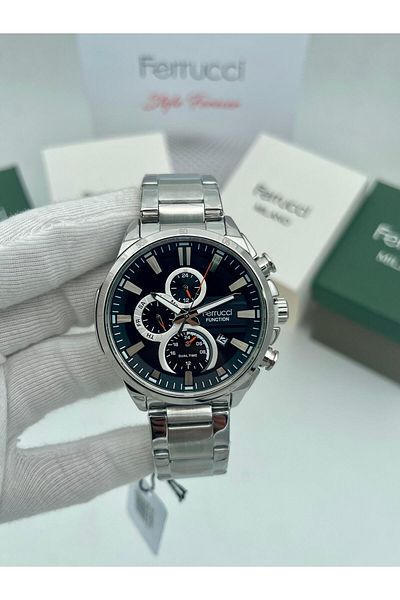 Ferrucci Men's Silver Color Function Wrist Watch - 2 Years Warranty + Wrist Fc 12459Fm