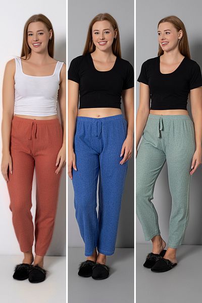 DONEX 3-Piece Women's Ribbed Comfortable Pants & Sweatpants, Camisole, Casual Comfortable