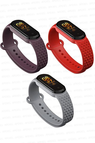 PUFWİN مجموعة أحزمة بنمط ماسي متوافقة مع Xiaomi Mi Band 5 و6 مكونة من 3 قطع