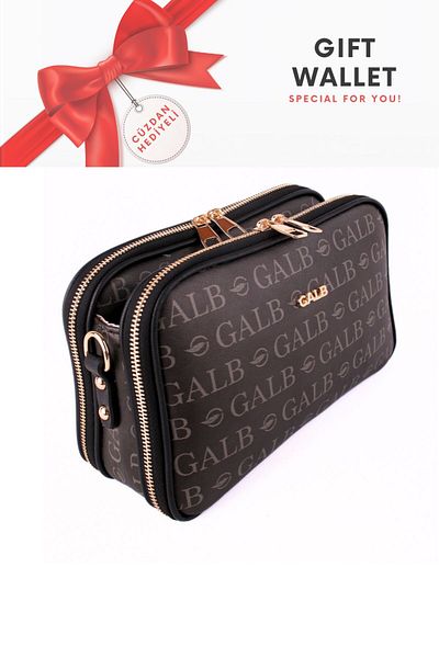 GALB LEATHER Women's Shoulder Bag with Wallet and Gift, 5 Compartments, Wide Strap, Suitable for Daily Use, Price