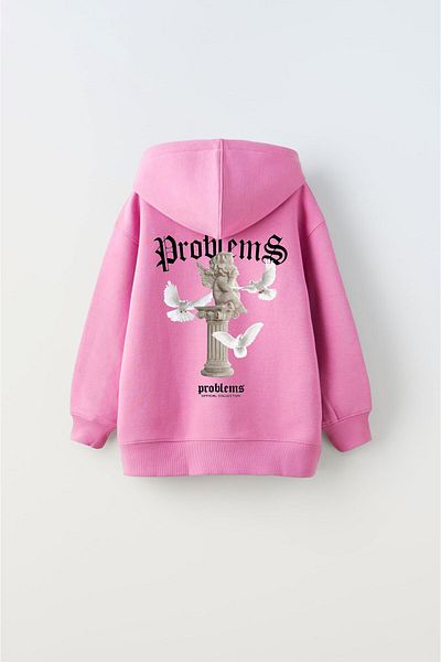 The Champ Clothing Детски суитшърт с качулка и вътрешен капак, полар, с щампа на статуи и писмени проблеми