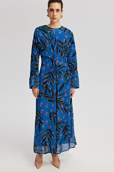 Touché Privé Patterned Chiffon Dress - Belted Waist